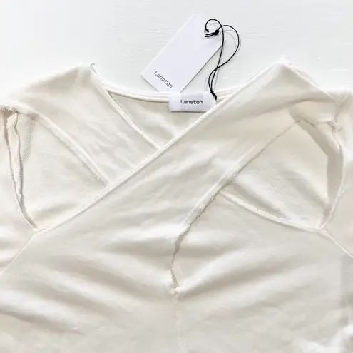 New Lanston Cutout Cross Front Pullover Lightweight Sweatshirt Off White Size XS