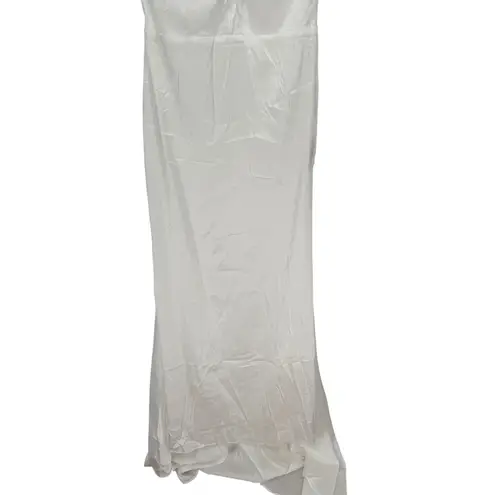 Lulus Eternity Together White Satin Halter Mermaid Maxi Dress Size L Size L