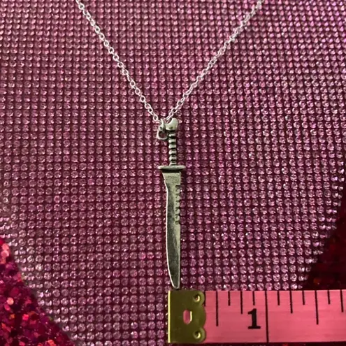 925 Renaissance Medieval English Sword Necklace Halloween creepy Silver