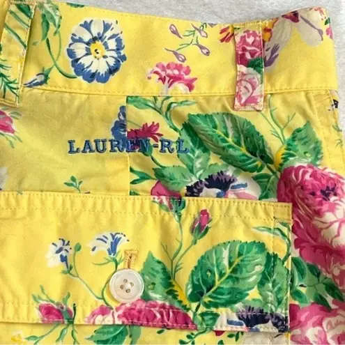 Ralph Lauren Yellow Floral Wide Leg Cropped Pants Size 4