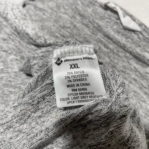Members Mark Soft Knit Thumbhole Long Sleeve Top Light Heather Grey Size XXL