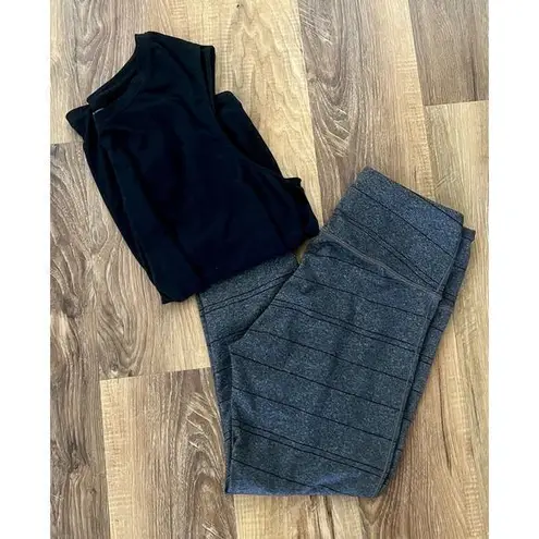 prAna Women’s/ Teen Gray Black Stripe Leggings Yoga Athletic Size Small EUC