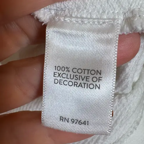 Pure Jill White Ivory Embroidered Hooded Tunic Boho Coastal Relaxed Fit S