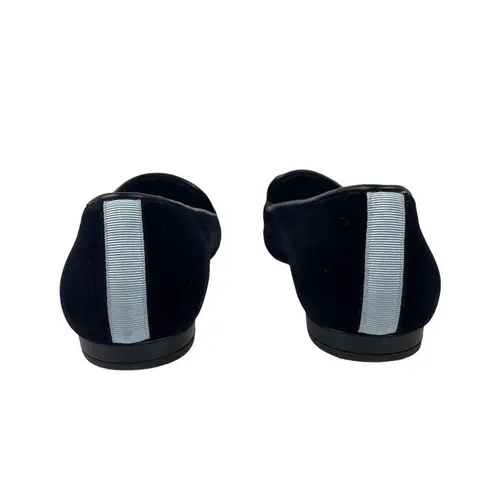 Jon Josef Black Velvet Gatsby Embroidered Skull Flat Loafers Shoes Size 7.5