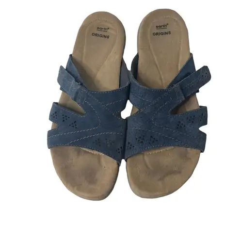 Earth Origins Earth Orgins Women's Size 11 Blue Slide Leather Comfort Sandals