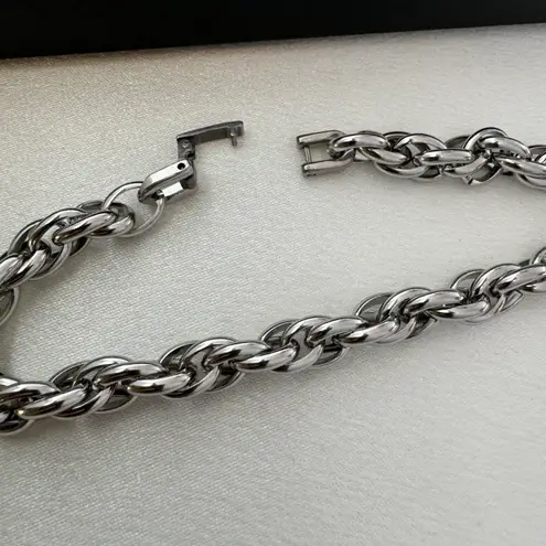 Twist Link Chain Bracelet for Men Women,Streetwear Punk Hip Hop Unisex Style Silver