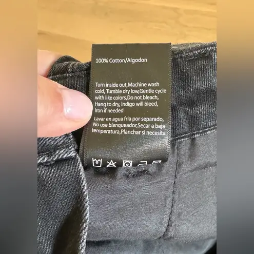 Risen jean relaxed Fit Distressed knee Overall Jeans black size medium