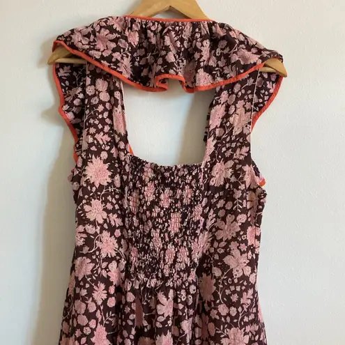 Maeve Anthro Scoop-Neck Ruffled Embroidered Midi Dress (Sz XL) floral eyelet