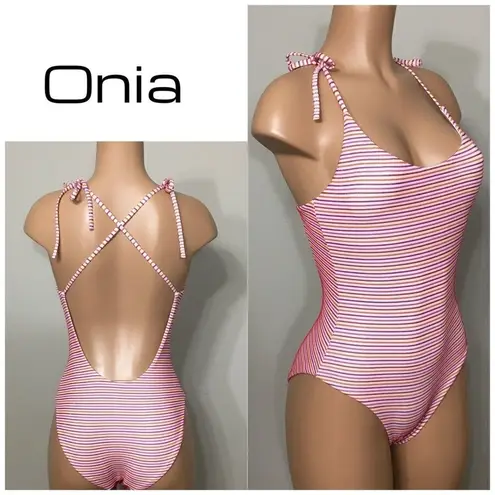 ONIA New. textured stripe swimsuit. NWOT