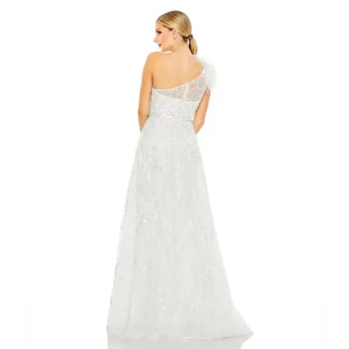 Mac Duggal EMBELLISHED ONE SHOULDER A LINE GOWN wedding pageant white dress 12