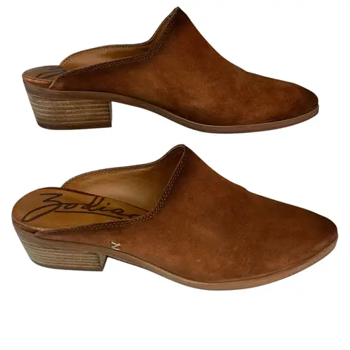 Zodiac Women’s Brown Leather Boho Western Cowgirl Neutral Minimalist Mule 9.5