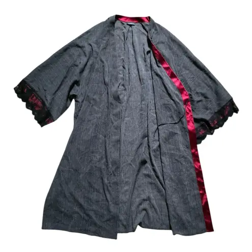 La Perla Short Silk Blend Gray Robe Made in Italy Women Size Medium MISSING BELT