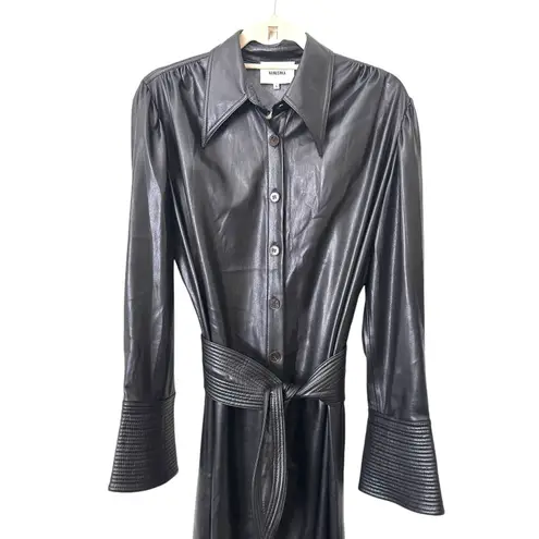 NANUSHKA Vegan Leather Tie Front Maxi Dress Black Sz Small