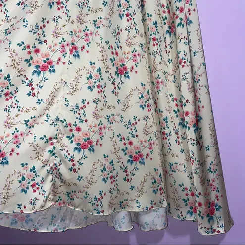 Jill Stuart Sarah Ruched Floral Midi Slip Dress Size 6 Yellow Coquette Soft