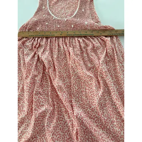 P. Jamas Pink Pima Cotton Smocked Night Gown XS Cottagecore Animal Print Trad