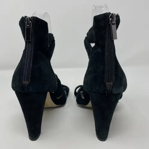 Raye  Revolve Nat Black Suede Knotted Heels Strappy Knot EU 39.5 Fits US 8.5