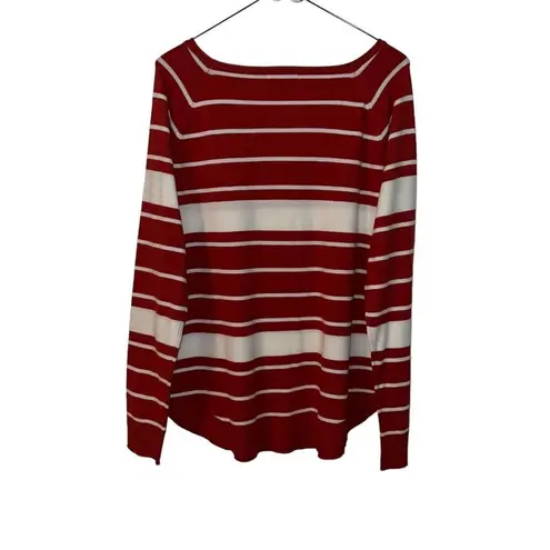 Pink Clover Womens Sweater Red Striped Scoop Neck Long Sleeve Pullover XL - Image 3
