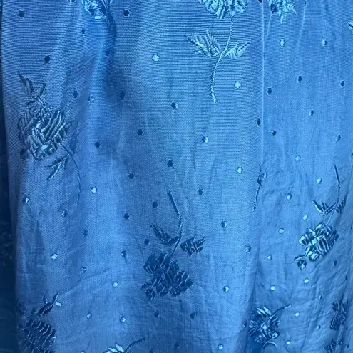 Vintage 70s Prairie Dress Blue Puff Sleeve Floral ILGWU Union Made Size M