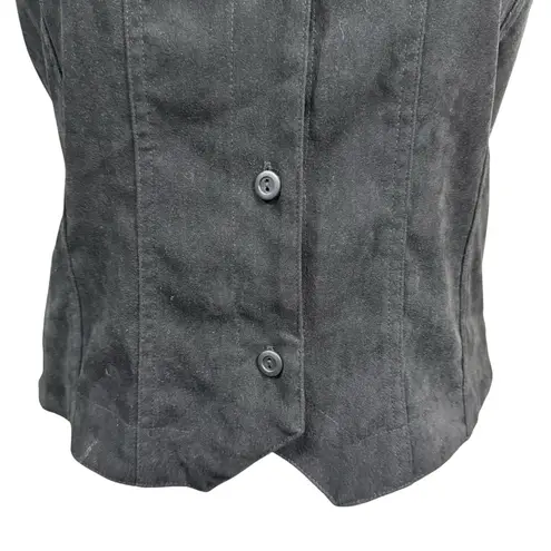 Vintage 90s Sun River Women’s Vest Black Suede Look Red Plaid Western Size L Size L