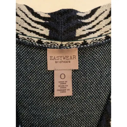 Chico's Easywear by  Sz 0 Zebra Multi-Print Open Front Lagenlook Cardigan Sweater