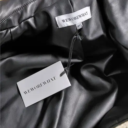 We Wore What Womens Oversized Faux Fur Blazer Jacket Small Ivory Vegan Leather NWT