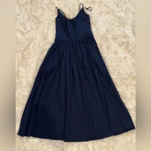 NWOT STAUD DENA drop waist Navy Blue Midi Dress sz 4