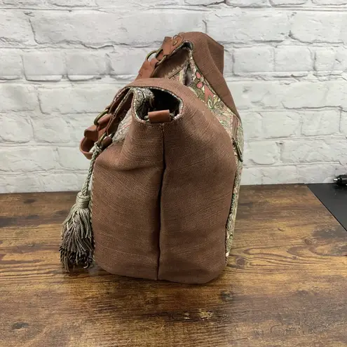 Sakroots Shoulder Bag Brown Paisley Floral Print Magnetic Snap Closure W Tassel - Image 3