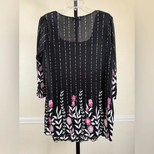 Studio 1940 Plus Size Square Neck Floral Boho Black Babydoll Tunic Top Y2K 18/20 Feminine