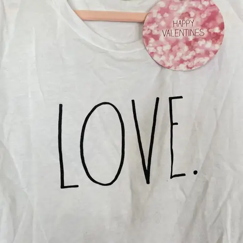 Rae Dunn NWT  Love Black Lettering Short Sleeve White T-Shirt Women’s Small