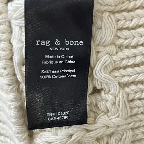 Rag and Bone  Jolie Sleeveless Vee Cable Sweater Large Ivory NEW Chunky Knit Fall
