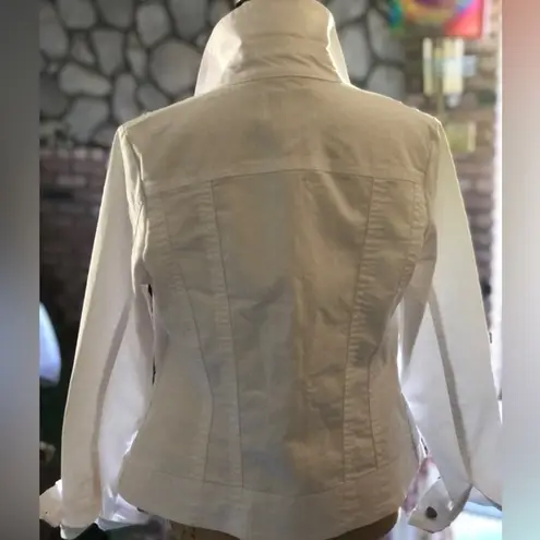 Y2K Vintage AMI Women's White Denim Jacket w/Ribbon Design BNWOT Size M