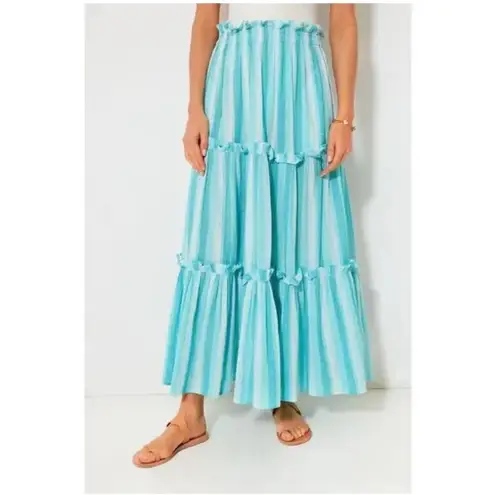 Tuckernuck Aquamarine Gauze Prado Striped Tiered Maxi Skirt 3XL