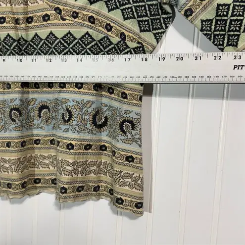 Susan Lawrence XL Top Boho Print Sweetheart Neck 3/4 Sleeve Made in USA Vintage