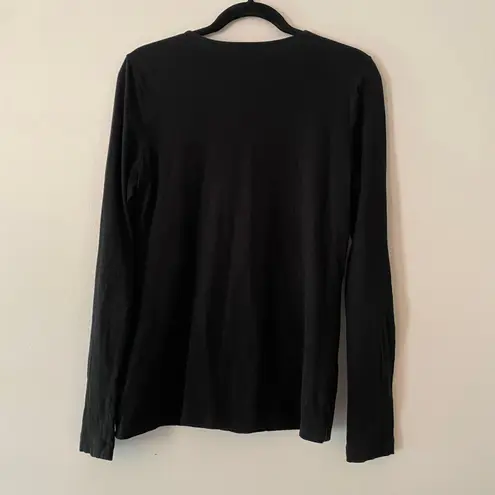 James Perse Standard Black V-neck Long Sleeve Shirt Cotton Women size 3 / Large