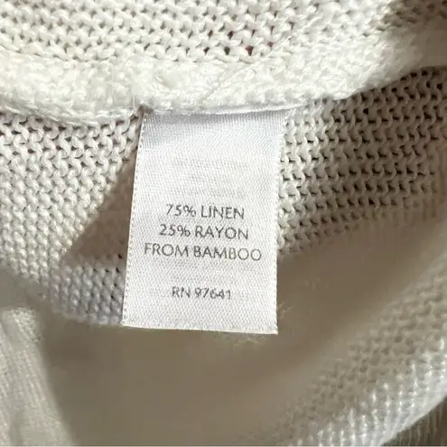 J.Jill Cream Linen Rayon From Bamboo Knit Drape Open Front Soft Vest