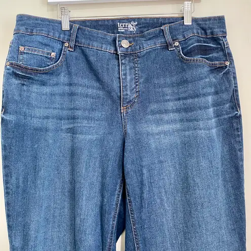 Terra & Sky Women’s Straight Plus Size Denim Jean Medium Wash Size 16W Petite