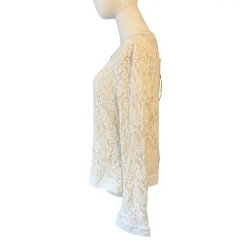 Mono Reno Elegant Cream Lace Button-Up Knit Cardigan Women’s Size Large NWT