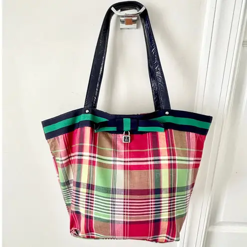 Tommy Hilfiger  Plaid Ribbon Bow Logo Handbag Tote Bag Multicolor Women's