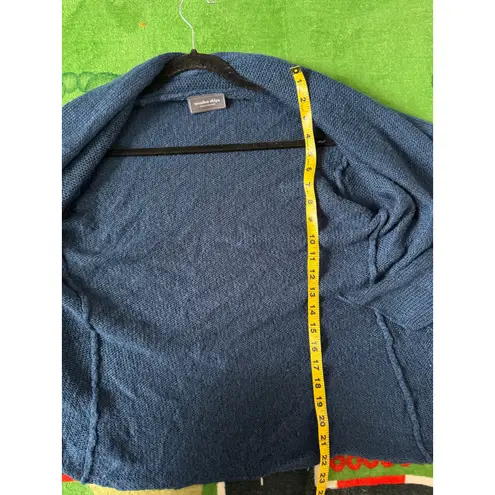 Wooden Ships Open Knit Cardigan XS/S Blue Draped Lightweight Mohair Wool Blend