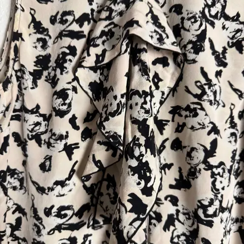 Proenza Schouler Scribble Rose Floral Sleeveless Silk Ruffle Top Size 4