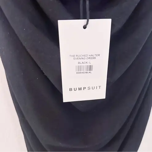 Bumpsuit The Ruched Halter Evening Dress Black Pregnancy Maternity NWT Size L