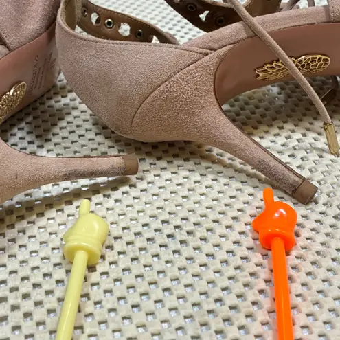 Aquazzura Firenze Suede Leather Pointed Toe Lace Up Pumps Heels 39 (US 9) Tan Size 8