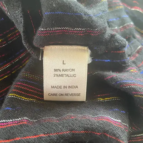 Keep In Touch women's large crop top black with multicolored metallic stripes