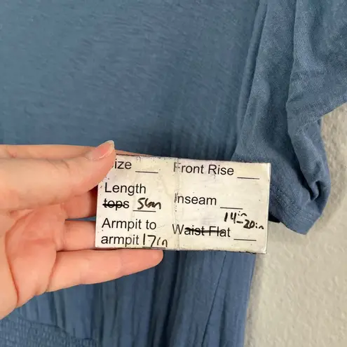 Nation Ltd Womens Thea Sweetheart puff sleeve Blue Smocked Waist Maxi Dress M