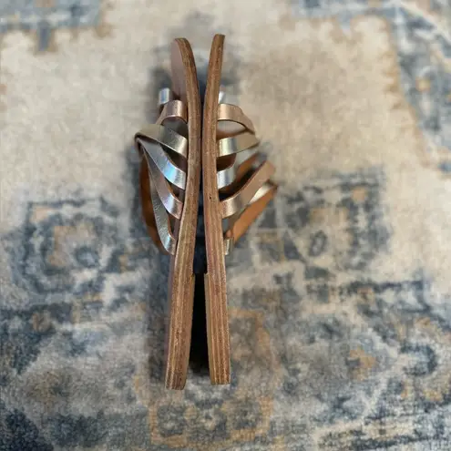 Ancient Greek Sandals Pink/Silver Metallic Slide Sandals Size 38/7.5 Silver