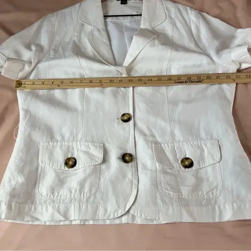 East 5th White Linen Blazer 3 Button Closure Short Sleeve Lightweight Pockets XL