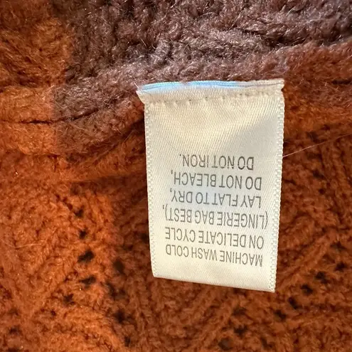 Coco + Carmen  Open Front Cardigan Scallop Arm Hem 3/4 Sleeve S/M Rust‎ Orange