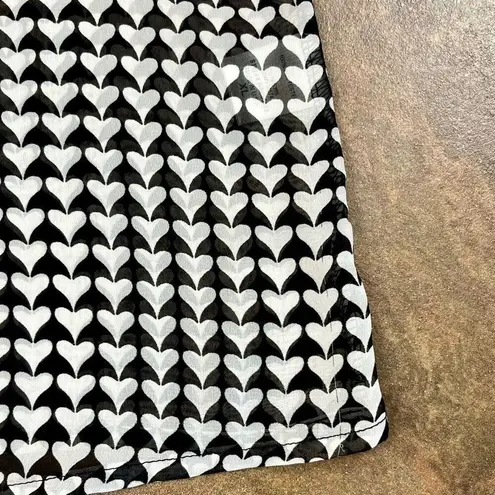 Pleione Black White Heart Sheer Blouse XL