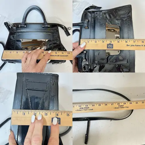 Milly Top Handle Patent Leather Ombré Gray Teal Black Purse w/crossbody strap