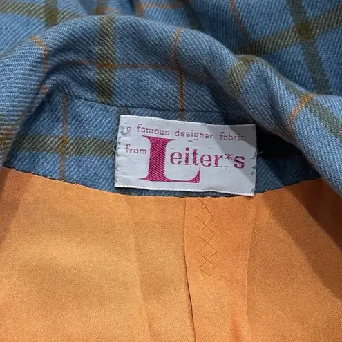 Vintage Vogue Paris Original Retro Plaid Women's Relaxed Suit Jacket Career M/L Blue Size M